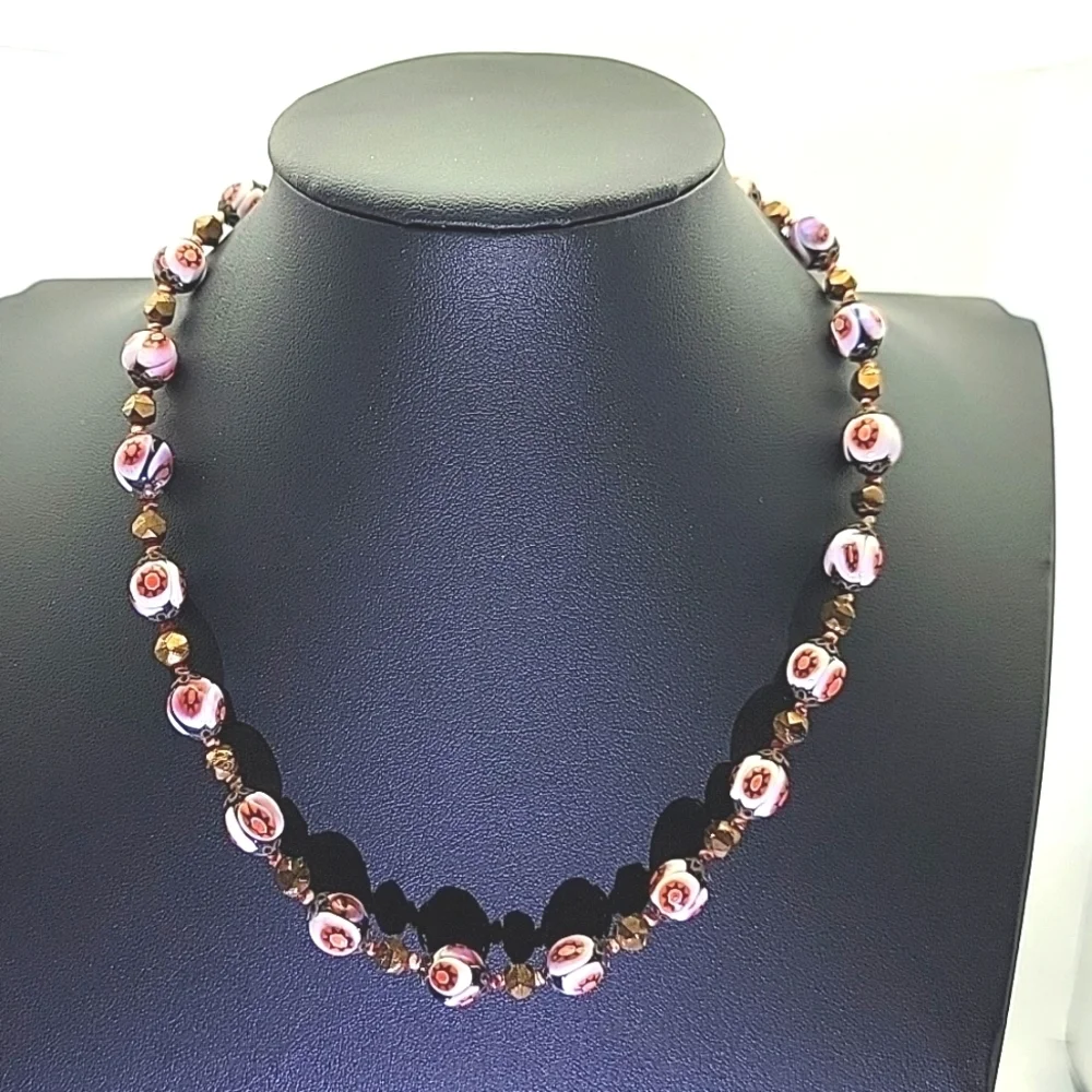 Murano Moretti Millefiori Venetian Glass Bead Necklace 15